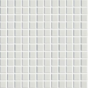 White gloss square mosaic tile, perfect for bathrooms, kitchens, and other tiled surfaces.